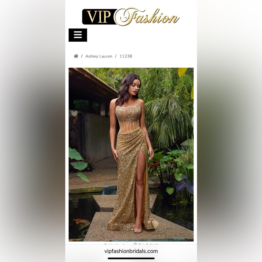 Elegant Gold Sequin Wedding Dress
